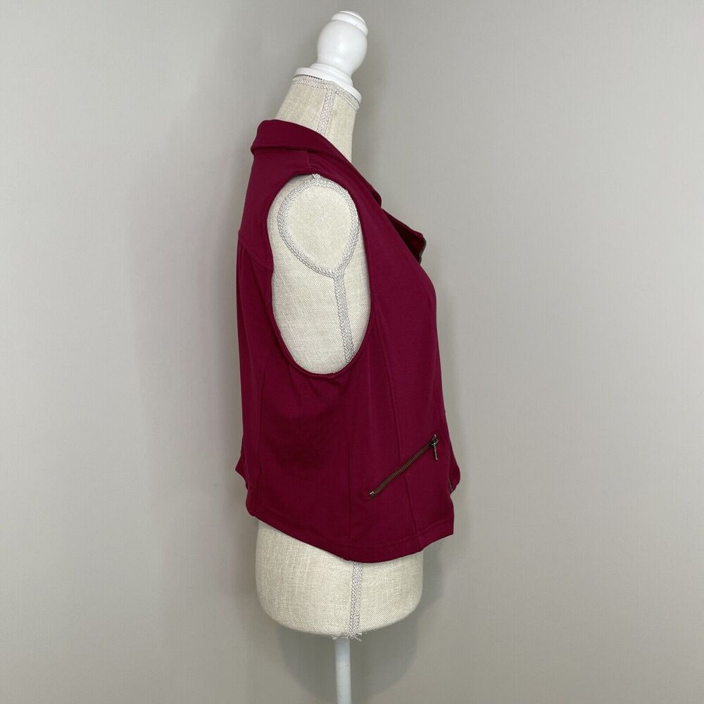 Torrid Moto Cropped Vest Full Zip Pockets Biker Jacket Beet Red Size 1 1X 14-16 - Picture 3 of 10